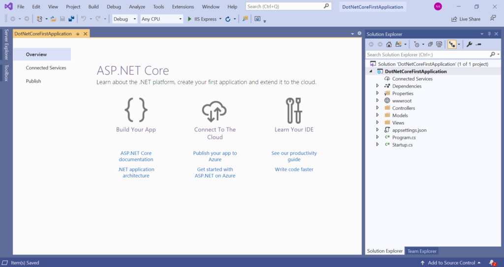 first asp.net core mvc application