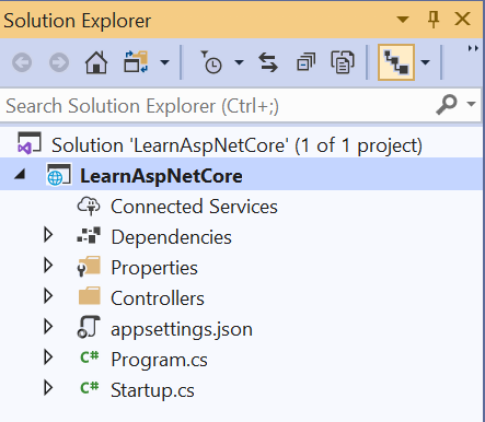 asp.net core solution explorer